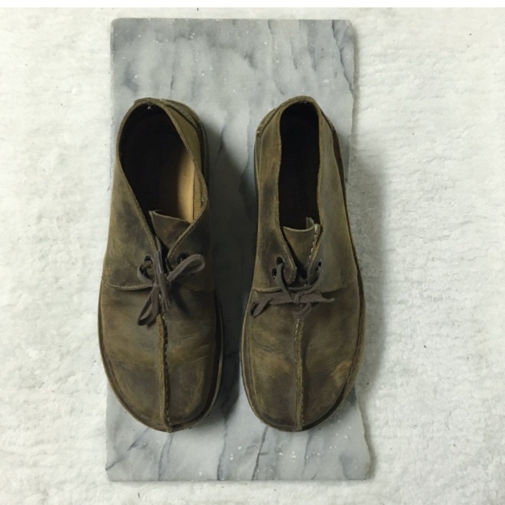 Clarks Desert Trek Lace Up Distressed Beeswax Leather Tan/Brown Size 7.5